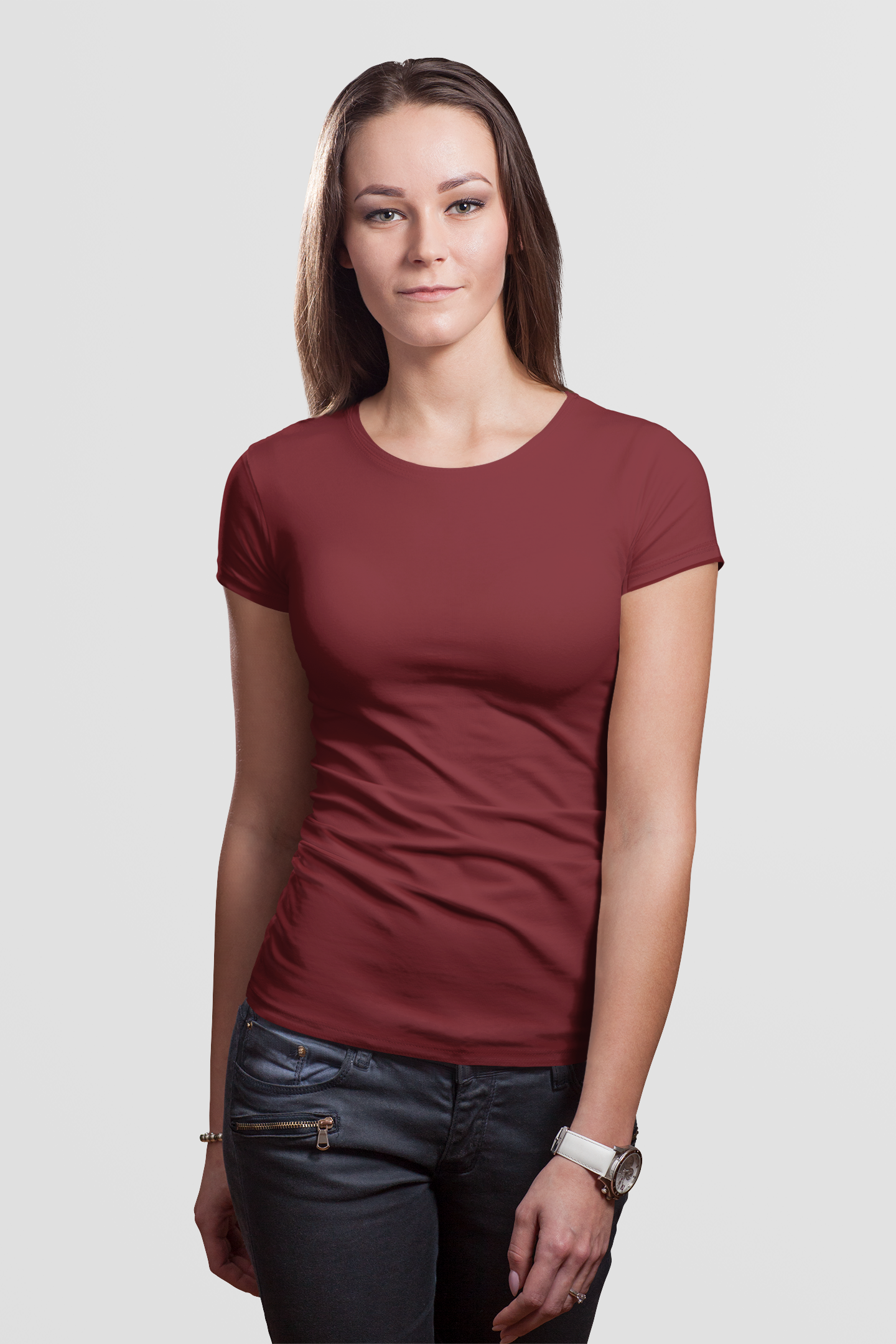 Solid Women's Maroon T-Shirt