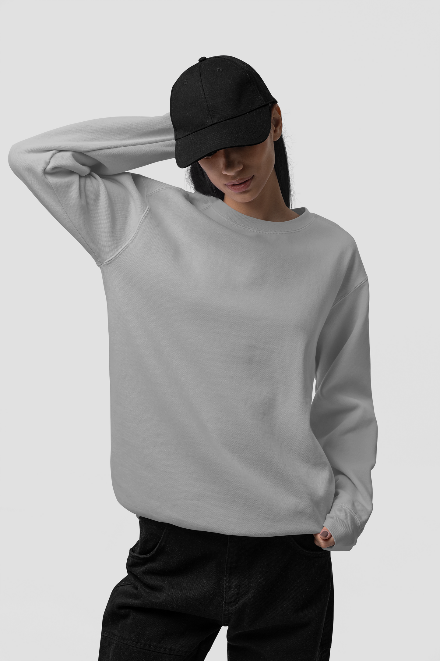 Solid Melange Grey Sweatshirt